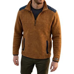 Chubbies NWT The Woodchuck Quilted Quarter Zip Pullover Jacket Small Brown Navy